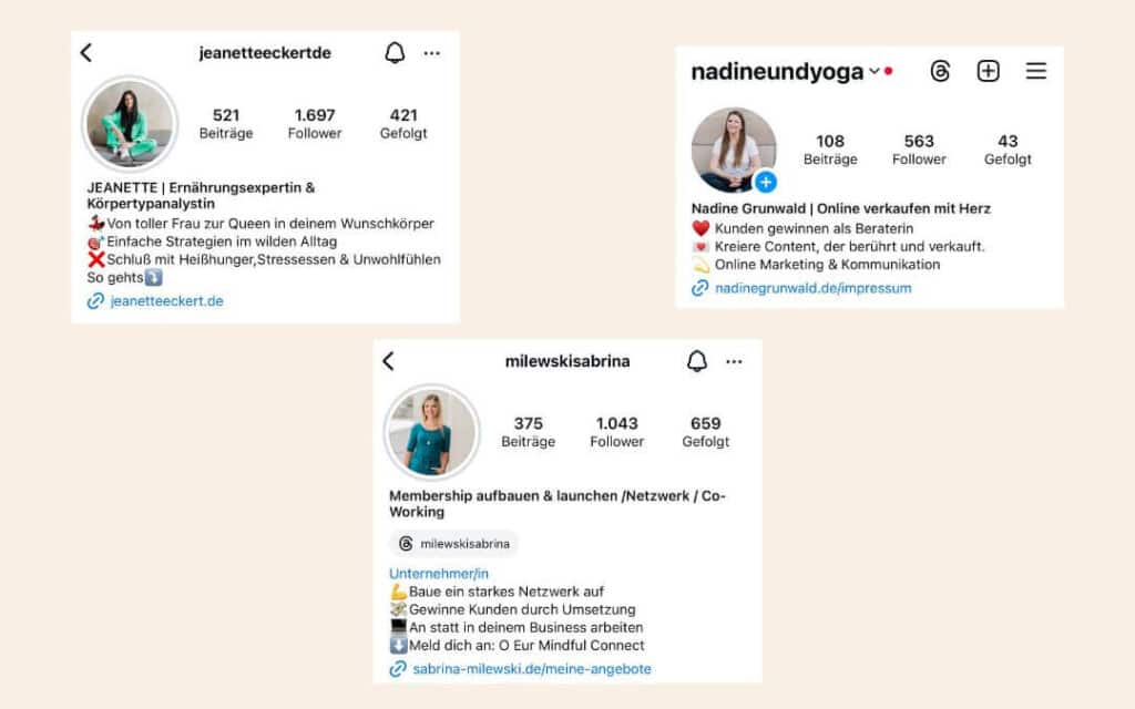 Instagram für Yogalehrerinnen Biografie