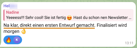 Eine Teilnehmerin schreibt: Na klar, direkt einen ersten Entwurf gemacht